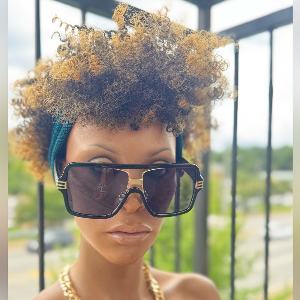 Oversized Black & Gold Statement Sunglasses